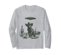 Gato Vintage con Sombrero de Vaquero OVNI Desierto Sci-Fi Art Manga Larga