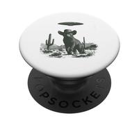 Gato Vintage con Sombrero de Vaquero OVNI Desierto Sci-Fi Art PopSockets PopGrip Adhesivo