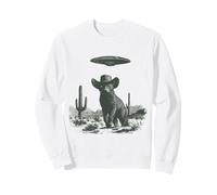 Gato Vintage con Sombrero de Vaquero OVNI Desierto Sci-Fi Art Sudadera