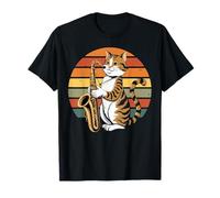 Gato Vintage Jugando Saxofón Jazz Saxofón Músico Saxofón Camiseta
