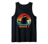 Gato Vintage ¿Qué? Divertido Gato Negro Gato Asesino con Cuchillo Camiseta sin Mangas