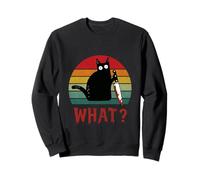 Gato Vintage ¿Qué? Divertido Gato Negro Gato Asesino con Cuchillo Sudadera