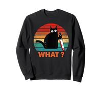Gato Vintage ¿Qué? Divertido Gato Negro Gato Asesino con Cuchillo Sudadera