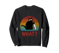 Gato Vintage ¿Qué? Divertido Gato Negro Gato Asesino con Cuchillo Sudadera