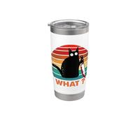 Gato Vintage ¿Qué? Divertido Gato Negro Gato Asesino Con Cuchillo Vaso térmico de acero inoxidable de doble pared