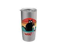 Gato Vintage ¿Qué? Divertido Gato Negro Gato Asesino Con Cuchillo Vaso térmico de acero inoxidable de doble pared