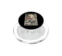 Gato vs T-Rex Monstruo Japonés Gran Ola Arte PopSockets PopGrip para MagSafe