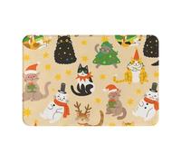 Gato Y Árbol De Navidad Alfombra Baño Plegable Alfombra Exterior Absorbente Felpudo De Entrada para Exterior Bañera Cocina 40X60Cm
