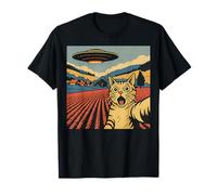 Gato y OVNI diseño Retro - Divertida invasión alienígena Camiseta