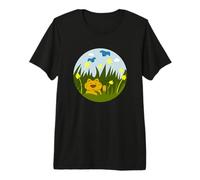 Gato Y Pájaros Camiseta Premium