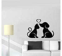 Gato Y Perro Mascota Casa Amor Animal Pegatina Tienda De Mascotas Ventana De Pared Calcomanía Salón De Belleza Decoración Del Hogar Cartel 42X29 Cm