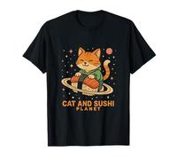 Gato y Sushi Planeta Lindo Espacio Arte Camiseta