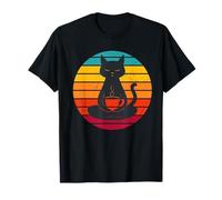 Gato zen y café Puesta de sol vintage Camiseta