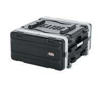 Gator Cases GRR-4PL-US - Caja ligera moldeada para rack de 4U con fuente de alimentación integrada, pestillos resistentes, mango de remolque retráctil y ruedas empotradas; profundidad de 19.25