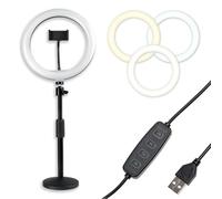 Gator Frameworks - GFW-RINGLIGHTDSKT - Anillo LED con Soporte de Mesa de Base Redonda y Abrazadera para Smartphone