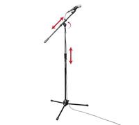 Gator Frameworks Rok-It Series - Trípode telescópico de metal resistente para micrófono con altura ajustable de 36 a 64 pulgadas y brazo de brazo extensible, totalmente plegable para un viaje cómodo