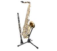 Gator Frameworks Soporte de Base Redonda Ponderada Saxofones Alto y Tenor con Accesorio para Clarinete y Flauta, (GFW-BNO-SAXFLU)