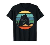 Gatos abrazados en Silueta Retro con Amor felino Camiseta