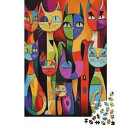 Gatos Abstractos Coloridos Puzzle de 1000 Piezas Papel para Adultos Arte Moderno Juego de Puzzle 1000 Piezas Relajación Familia 38x26cm/1000pcs