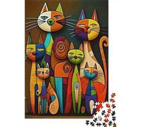 Gatos Abstractos Coloridos Puzzle para Adultos Puzzle de 1000 Piezas Papel Relajante Familia Regalo 52x38cm/1000pcs
