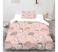 Gatos Background Funda De Edredón 3 Piezas 3D Impresa Cute DomesticAnimals con Cremallera Y Funda De Almohada Single（135x200cm） Microfibra Ropa De Cama para Adultos Y Niñas