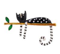 Gatos blancos Aguja de lámpara para mujeres Perezoso Gato Árbol Exquisito Esmalte Lindo Rama Insignia Solapa Joyería Perezoso Sentado En El Romper, talla única, como se describe