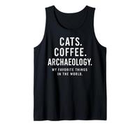 Gatos Café Arqueología Historia Divertido Amante Cita Camiseta sin Mangas