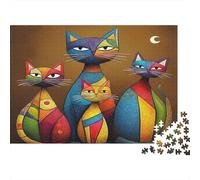 Gatos Coloridos Arte Puzzle para Adultos Puzzle de 1000 Piezas Patrón Geométrico Relajante Decoración Regalo 70x50cm/1000pcs