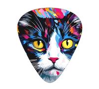 Gatos con púas de guitarra impresas con obras de arte, juego de 12 piezas con estilos finos, medianos y gruesos, viene con una caja de almacenamiento