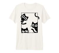 Gatos Curiosos Mirando juguetón diseño felino Camiseta Premium