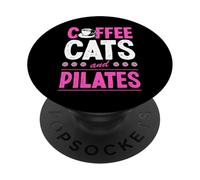 Gatos De Café Y Pilates PopSockets PopGrip Adhesivo
