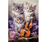 Gatos de Flores de violín Puzzle 120 Piezas,Rompecabezas DIY Adultos,Puzle Clásico para Adultos Entretenimiento Creativo, Juegos Desafiantes
