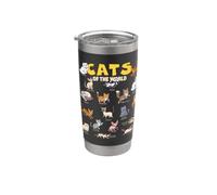 Gatos Del Mundo Amante De Animales Razas Lindo Gati Vaso térmico de acero inoxidable de doble pared