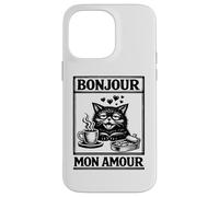 Gatos Divertido Café, Bonjour Mon Amour, Gatos Carcasa para iPhone 14 Pro MAX