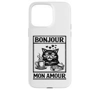 Gatos Divertido Café, Bonjour Mon Amour, Gatos Carcasa para iPhone 15 Pro MAX