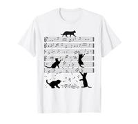 Gatos divertidos jugando con notas musicales Camiseta