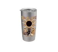 Gatos eclipse solar total con gafas 2026 12 de agosto Vaso térmico de acero inoxidable de doble pared