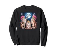 Gatos Gatitos Aullando en la Luna para Mujer y Hombre Retro Princesa Gato Sudadera
