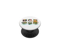 Gatos Kawaii Hawaianos Que Bailan Hula, Lindos Gatos Aloha Tropicales para niños PopSockets PopGrip Adhesivo