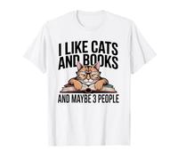 Gatos Libros Tal Vez 3 Personas Lectura introvertida Antisocial Camiseta