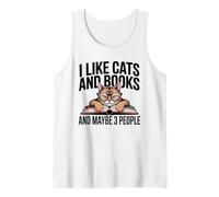 Gatos Libros Tal Vez 3 Personas Lectura introvertida Antisocial Camiseta sin Mangas