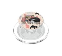 Gatos Libros Y Café Bookworm Bibliotecario Profesor Retro Lindo PopSockets PopGrip para MagSafe
