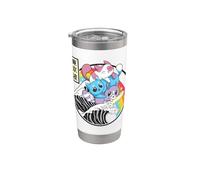 Gatos lindos surfeando gran ola Kawaii Rainbow Anime Vaso térmico de acero inoxidable de doble pared