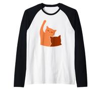 Gatos Naranja Luchando Lindo Estilo Dibujos Animados Gati Camiseta Manga Raglan