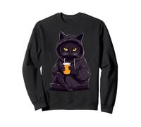 Gatos Negros con Capucha Motivo Cacao Café Bebida Sudadera