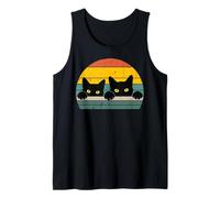 Gatos Negros Mirando Puesta de Sol Retro Gatito Gatito Hombres Mujeres niños Camiseta sin Mangas