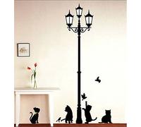 Gatos negros y una linterna mariposas Etiqueta de la pared mural artículo Deco casa pared decoración decoración las etiquetas Hermosa decoración Habitación de bebé