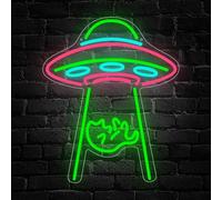 Gatos Ovnis Letrero de Neon,Alien Cat Señal de Neón Decoracion para Tienda de Mascotas Habitación Infantil Sala de Juego Bar Party,Cosmos Luces LED Regalo para Hombres Mujeres USB Powered(16.1"*13.2")
