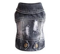 Gatos para ropa pequeña, chaqueta, camisa, chaleco transpirable, pantalones vaqueros, primavera, perros, mascotas, ropa para cachorros pequeños, ropa de verano para niñas (negro A, talla única)