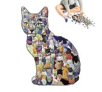 Gatos Puzzles,183 Piezas Decoración en Forma de Animales - Figuras Animales Puzzle Láser De Madera Para Cumpleaños Navidad Ocio